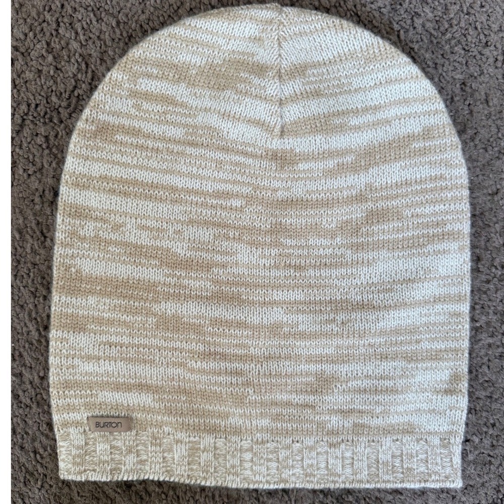 Burton Mens Knit Beanie Tan Cream Space Dye Snowboard Winter Hat